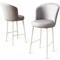 Set scaune  de bar 4 piese, Charlotte, Uras, Metal, Gri/Alb