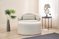 Canapea extensibilă cu 1 loc, Balcab Home, 825BLC4726, Material: 100% POLIESTER (țesătură cu textură de in), Crem