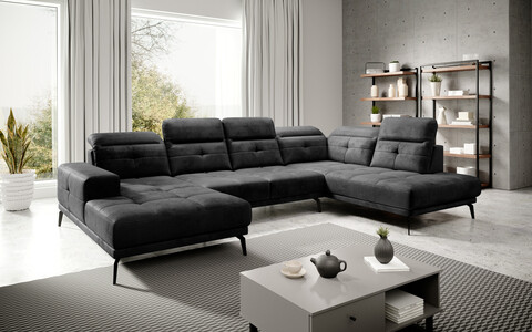 Coltar dreapta 6 locuri ELTAP, RT-06NU, Bretan, 350x205x107 cm, lemn/poliester, gri inchis