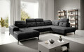 Coltar dreapta 6 locuri ELTAP, RT-06NU, Bretan, 350x205x107 cm, lemn/poliester, gri inchis