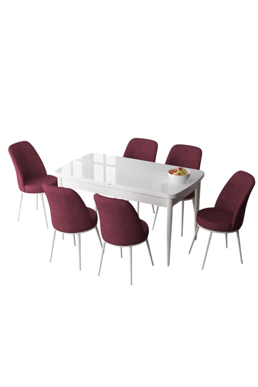 Set masa extensibila si scaune, Hanah Home, Zen, Alb / Burgundia - view 2