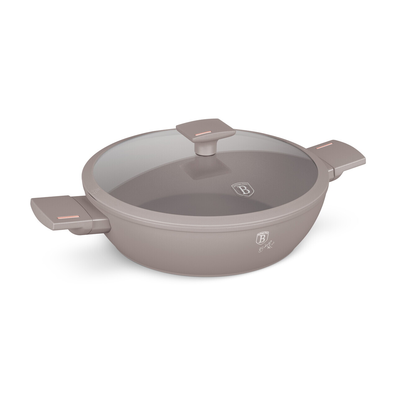 Oala cu capac Berlinger Haus, Taupe, 28 cm, 3.8 L, aluminiu forjat, taupe mat - imagine 5