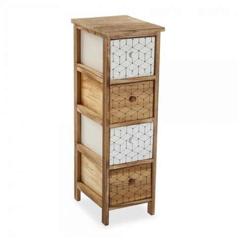 Comoda, cube, 32 x 81 x 26 cm, lemn, alb/maro