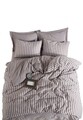 Lenjerie de pat dubla, Road Potlu - Brown, EnLora Home, 70% bumbac/30% poliester
