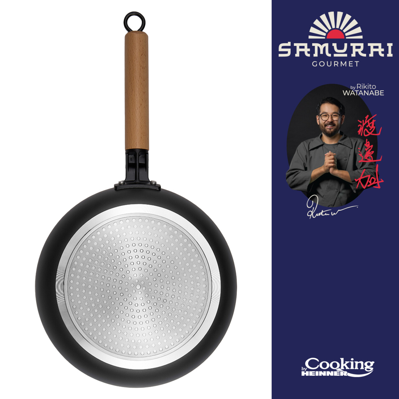 Tigaie Samurai Gourmet by Rikito Watanabe si Cooking by Heinner, 26x5 cm, aluminiu, negru/natur - imagine 5