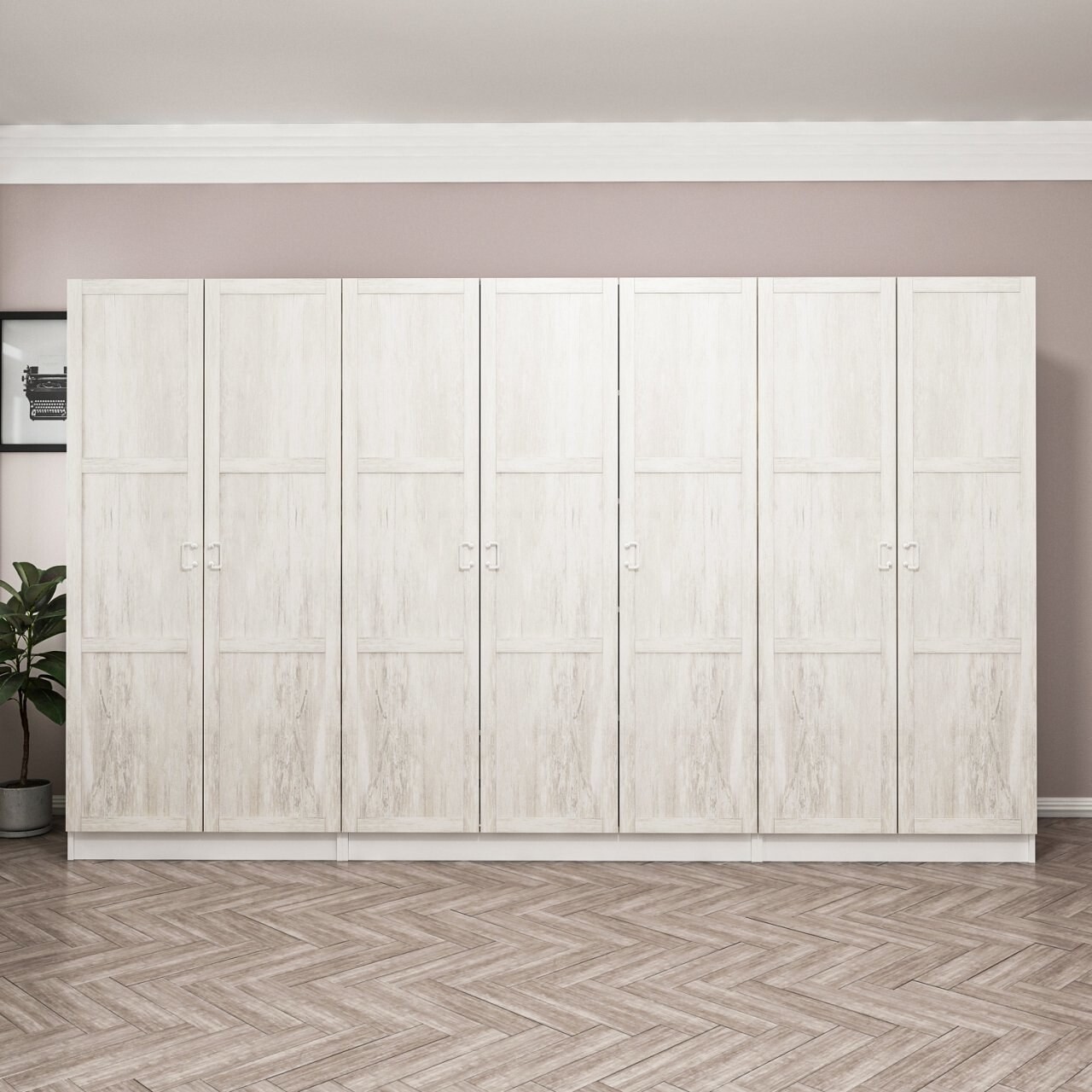 Dulap pentru haine, Minerva, Kale Country, 315x210x52 cm, PAL, Alb - 1 | YEO