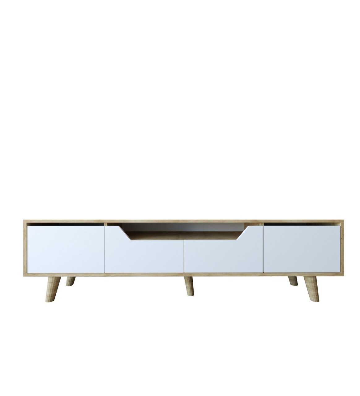 Comoda TV, Hanah Home, Roma 180, 180x48x29.8 cm, PAL, Stejar Safir / Alb - imagine 4