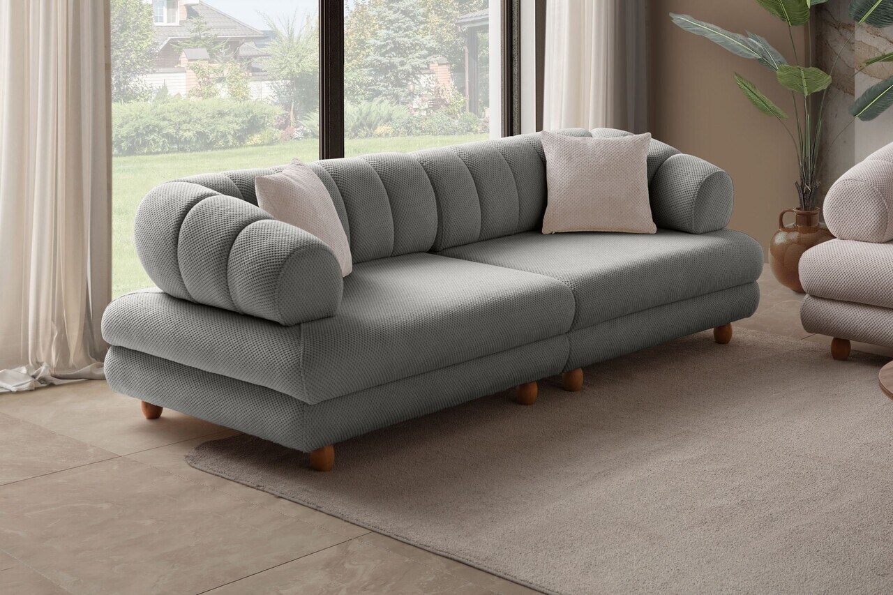 Canapea 3 locuri, Atelier del Sofa, 752EST1157, Lemn de carpen/PAL melaminat, Gri - view 2