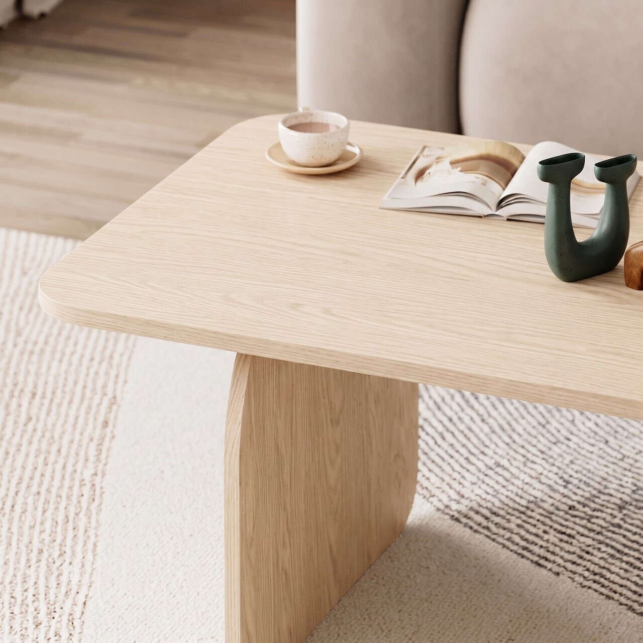 Masuta de cafea, Nordure, Pietra, 100x42x60 cm, Stejar Compass — imaginea 4