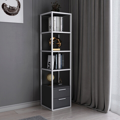 Corp biblioteca, retricy, robbins, 39x39x160 cm, pal, alb / antracit