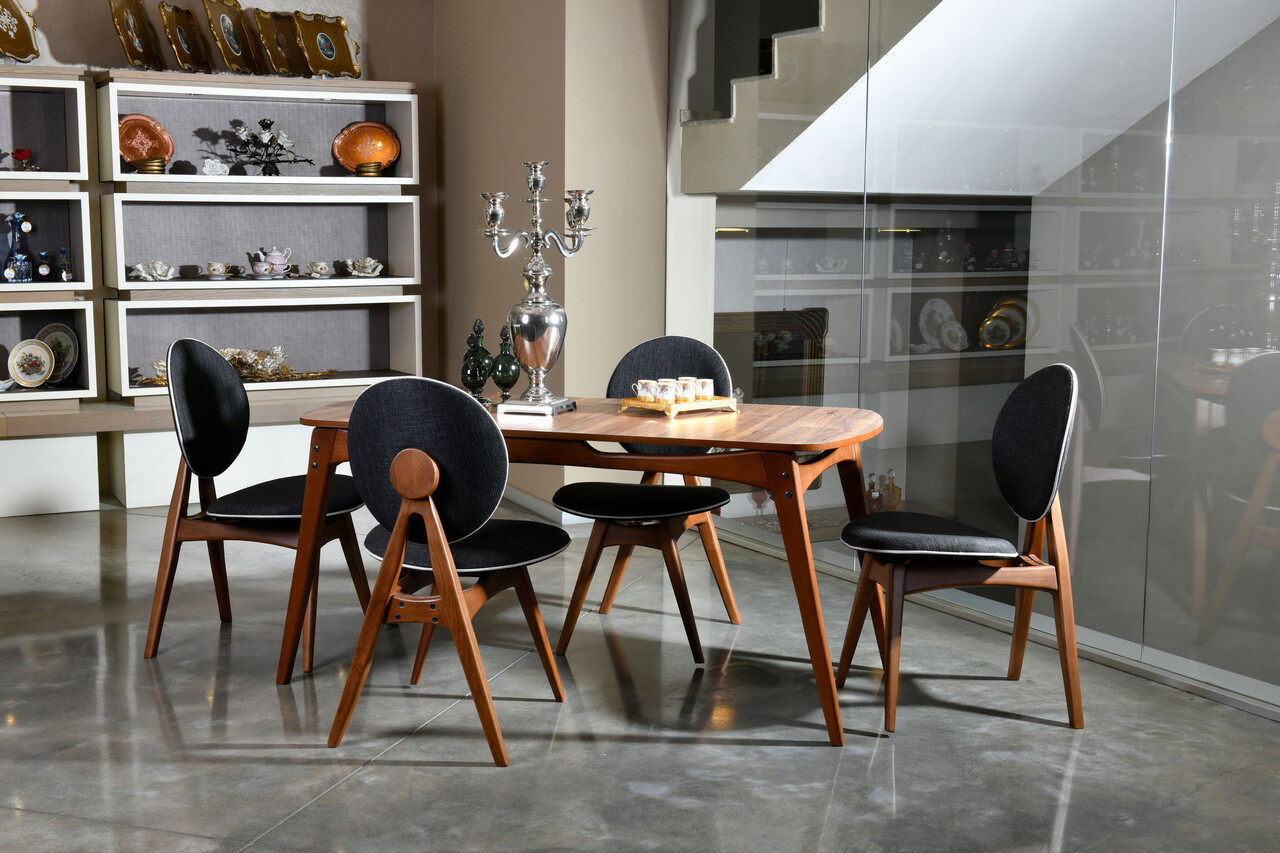 Set Masa si Scaune, Vow Chair, Touch Wooden, Lemn de carpen, Nuc / Antracit - 1 | YEO