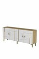 Consola, Hanah Home, Ilay 180, 180x75x32 cm, Stejar Safir / Alb / Auriu