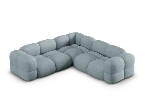 Coltar simetric 4 locuri, Loretto, Cosmopolitan Design, 250x250x68 cm, tesatura structurata, albastru pastel