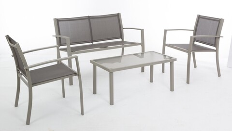 Set mobilier pentru gradina / terasa 4 piese Peder, Bizzotto, otel / textilena, grej Bizzotto
