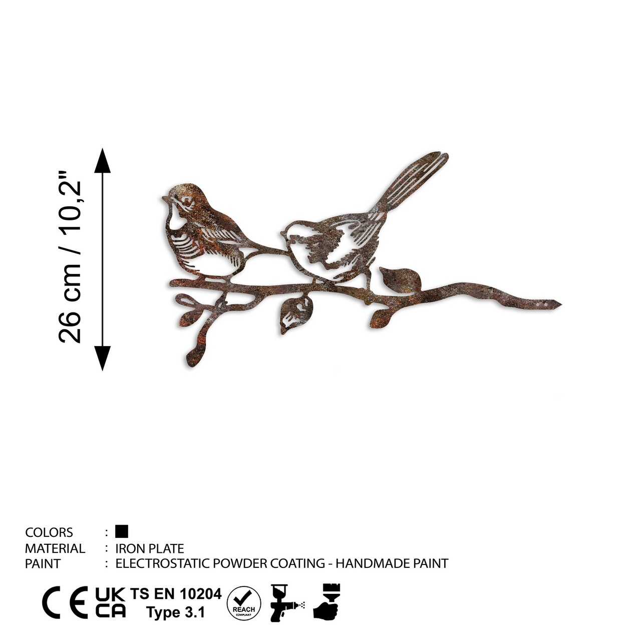 Obiect decorativ de grădină, Bird On The Branch 04, 50x26 cm, Maro - view 6