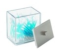 Suport pentru betisoare de urechi si dischete demachiante, Clarity, iDesign, 9x6.5x11 cm, transparent