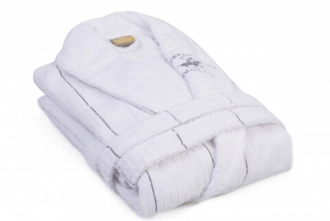 Halat de baie unisex, beverly hills polo club, 100% bumbac, m/l, white/grey