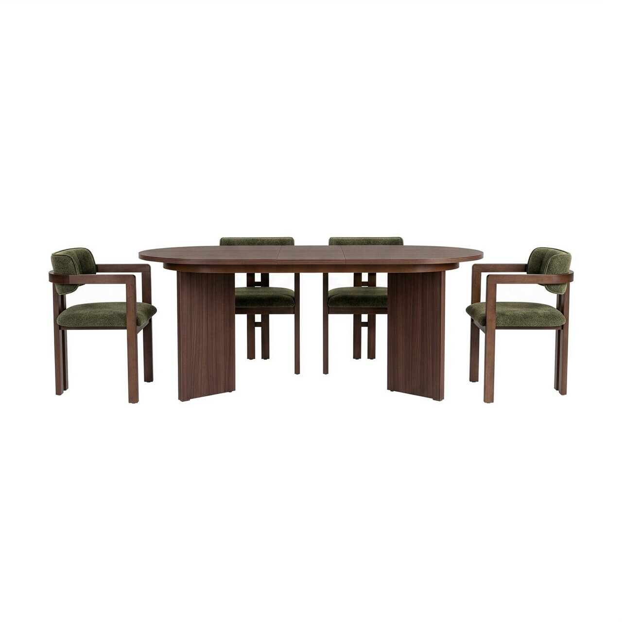 Set masa extensibila si scaune (5 piese), Nordure, Aleria 4, Nuc Milano / Nuc Închis / Verde — imaginea 5