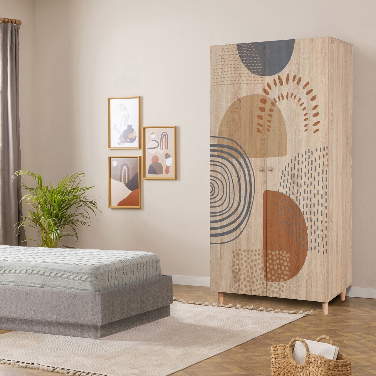 Dulap pentru haine, Vella, Lidya 2 -975, 90x192x52 cm, PAL, Sonomo