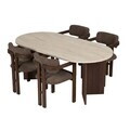 Set masa si scaune (5 piese), Nordure, Meridia 4, Travertin / Nuc Milano / Nuc Închis / Maro