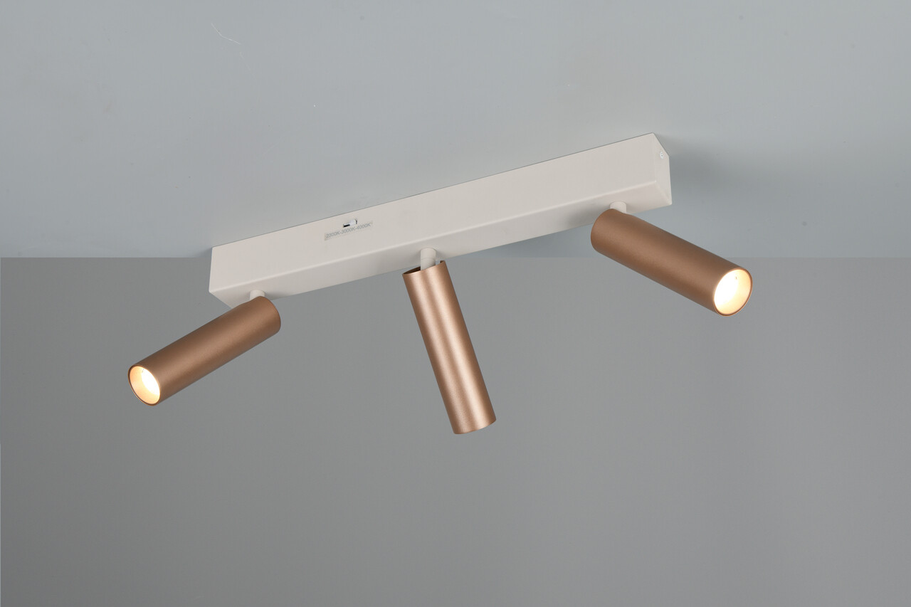 Plafoniera Ambala, TRIO, 44x4x17.5 cm, 5.5W, 3x SMD, metal, alb/aramiu