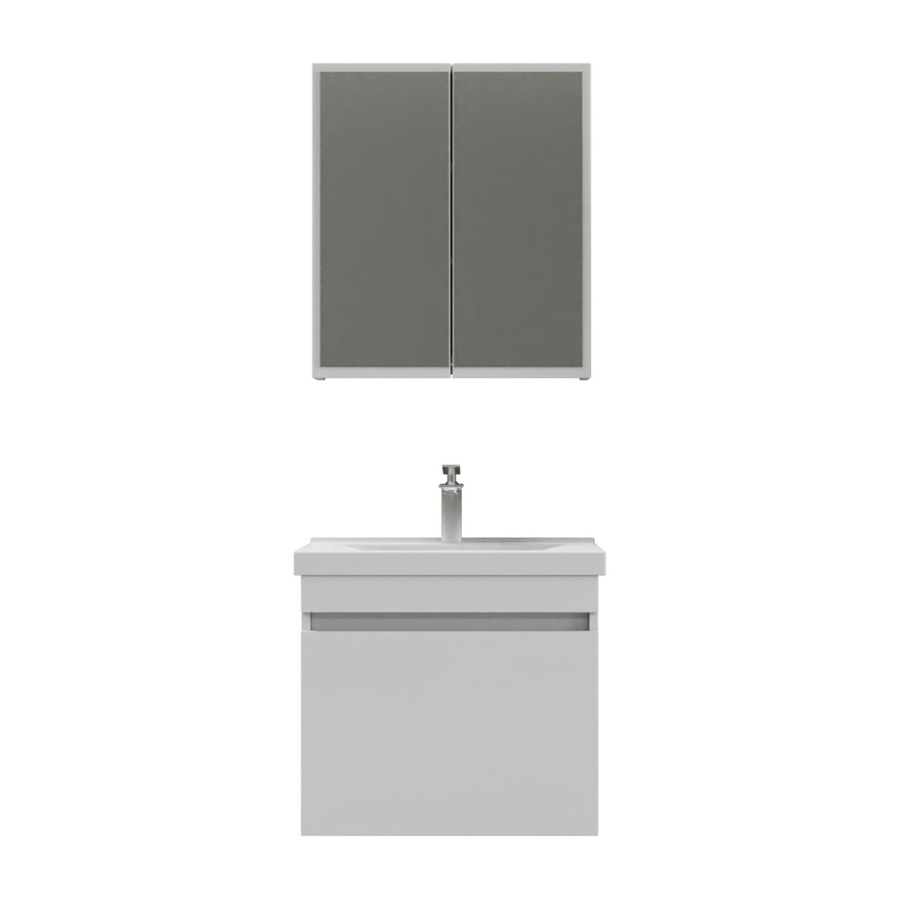 Set mobilier de baie (2 piese), Hanah Home, Bellezza 65, Alb mat - view 5
