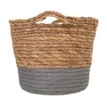 Cos pentru depozitare, Creaciones Meng, 16x19 cm, stuf/hartie impletita, natural/gri