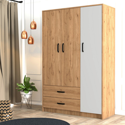 Dulap pentru haine, Mezza, Grande 3510, 120×181.8x48cm, Stejar / Alb 120x181.8x48cm imagine 2022