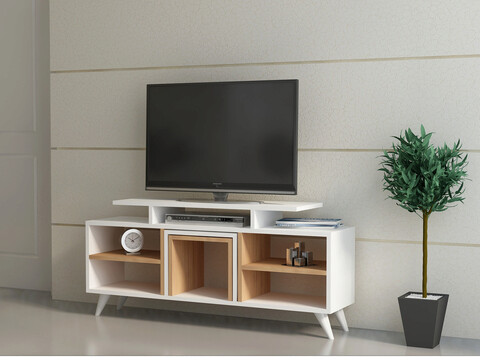 Comoda tv, decorotika, kutay, alb / teak