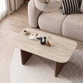 Masuta de cafea, Nordure, Pietra, 100x42x60 cm, Travertin / Nuc Milano