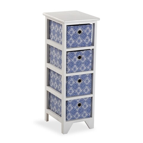Comoda cu 4 sertare, versa, aveiro, 30 x 72 x 25 cm, lemn/mdf, alb/albastru