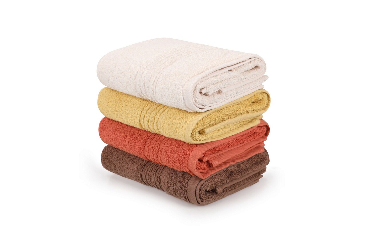 Set prosoape de mână (4 bucăți), Cotton Box, Asorti, Bumbac, Coral / Galben / Maro / Bej - 1 | YEO