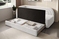 Canapea extensibila brat stanga 3 locuri, ELTAP, Fabillo, 223x86x80 cm, lemn/poliester, alb