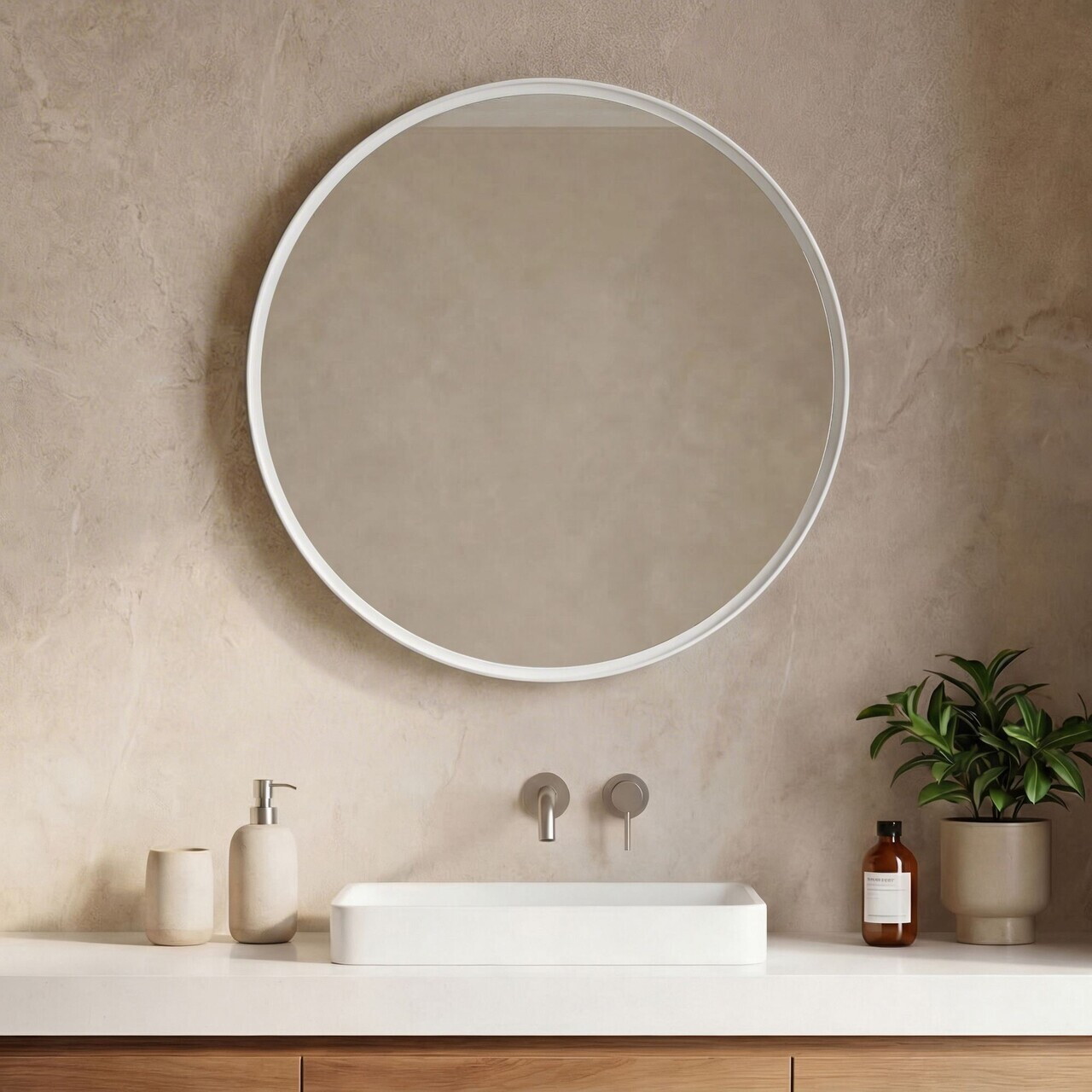 Oglinda decorativa, Hanah Home, Moonlight 90 v2, Alb mat