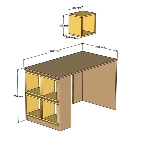 Birou, Hommy Craft, Box, 120x75x65 cm, Maro/Crem