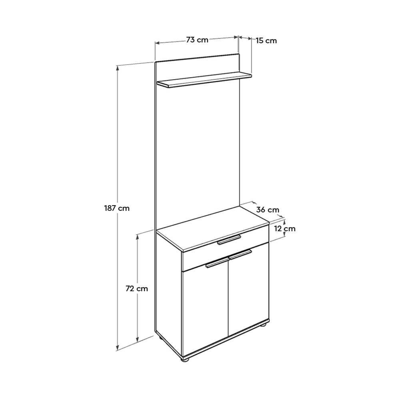 Cuier de perete, Hanah Home, Prt-521-Bb-1, 73x187x36 cm, Alb - view 7