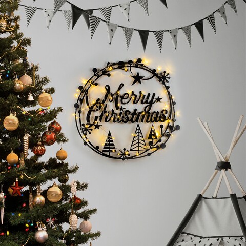 Decoratiune de luminoasa XMASBLACK-021, Tanelorn, 60x72 cm, metal, negru