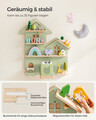 Raft de perete pentru boxa Toniebox cu 35 figurine copii, Songmics, 55.8x18x59.7 cm, MDF/otel/lemn de fag, verde