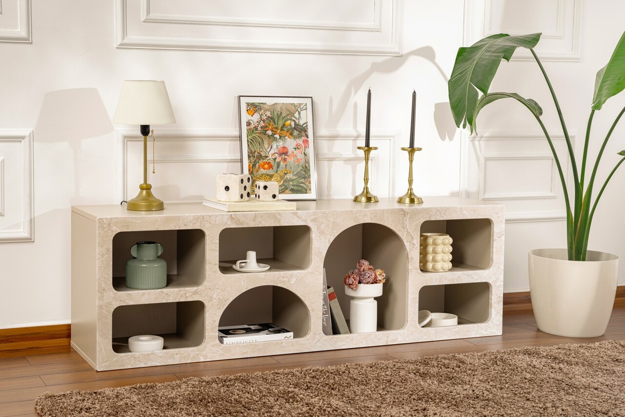 Consola, Hanah Home, Ferlis, 160x51x40 cm, Travertin Marmură / Gresie - view 2
