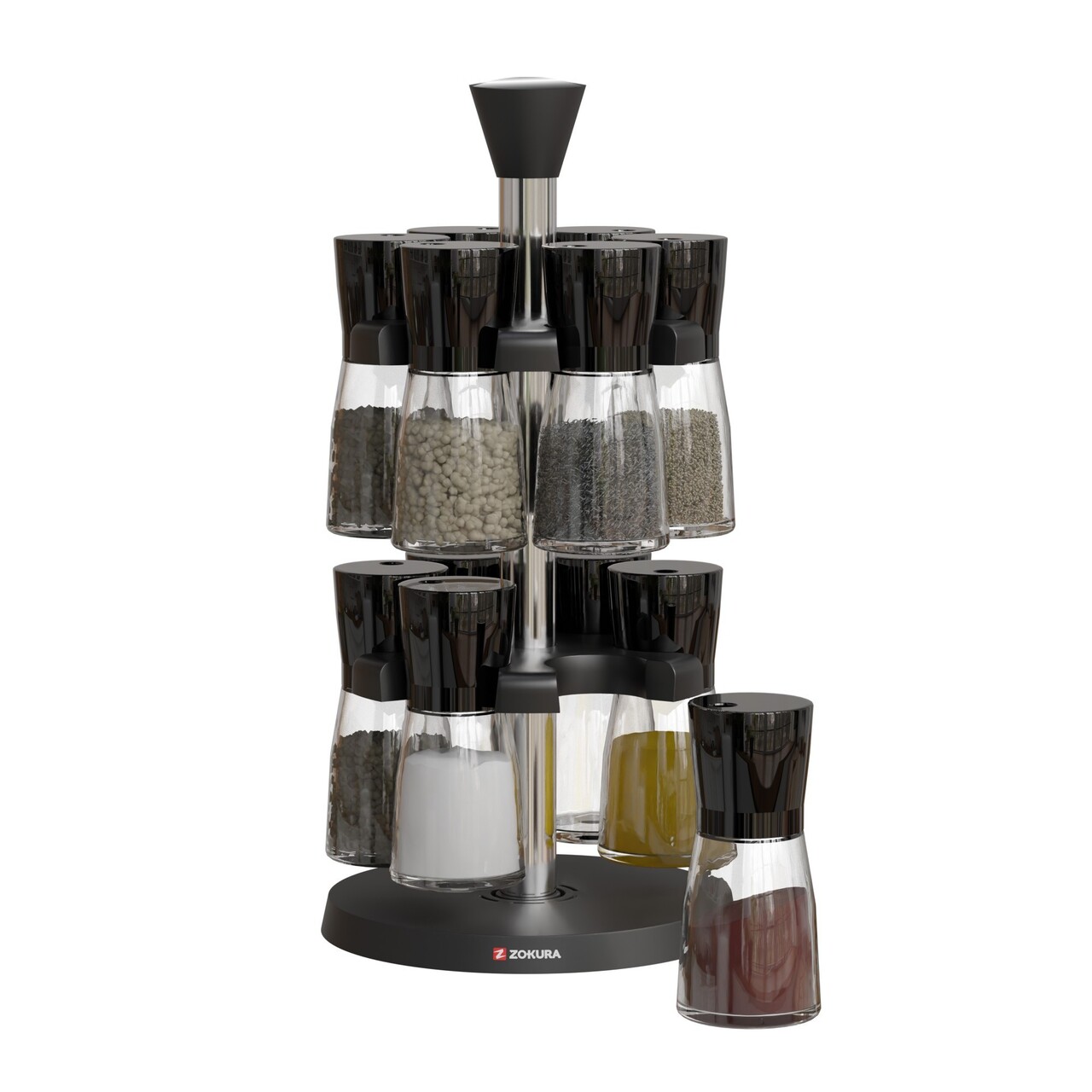 Set 12 recipiente condimente, cu suport, 70ml - Zokura - imagine 3