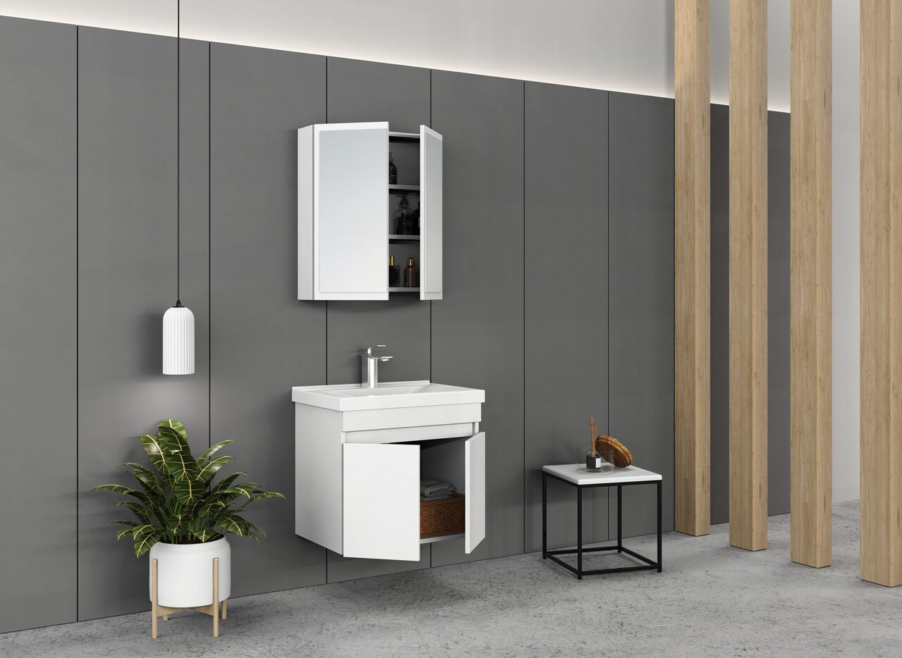 Set mobilier de baie (2 piese), Hanah Home, Foresta 65, Alb mat - view 4