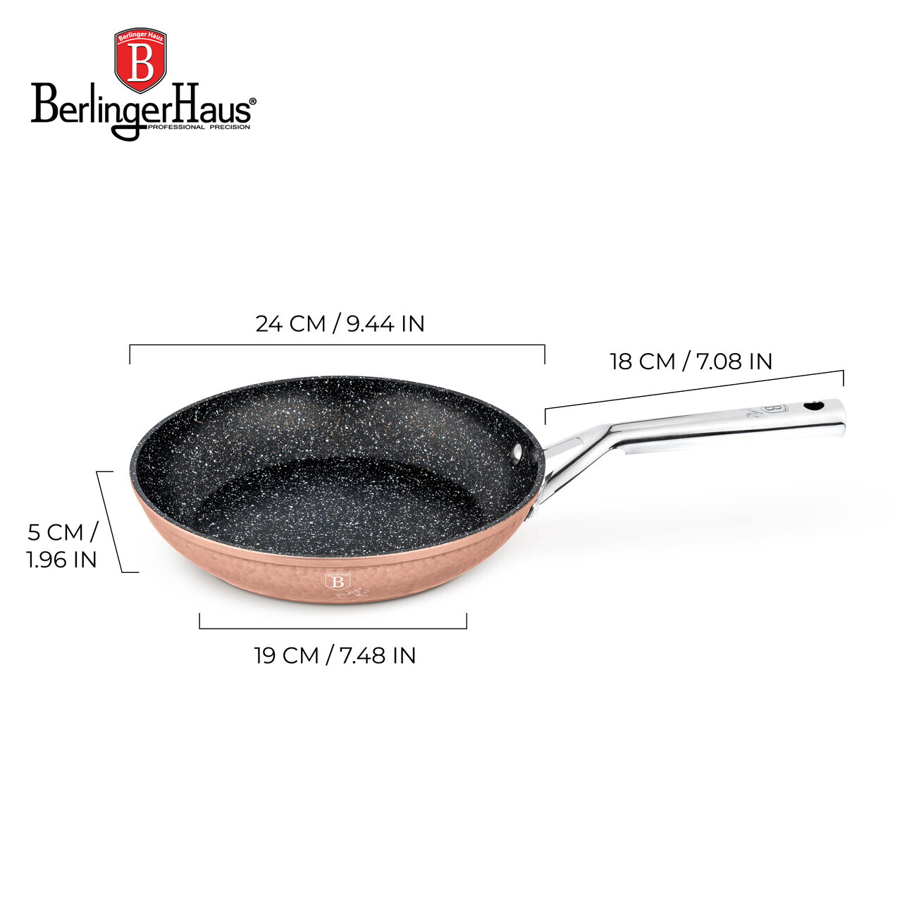 Tigaie Berlinger Haus, Hammered Copper, 24 cm, aluminiu forjat, cupru - view 6