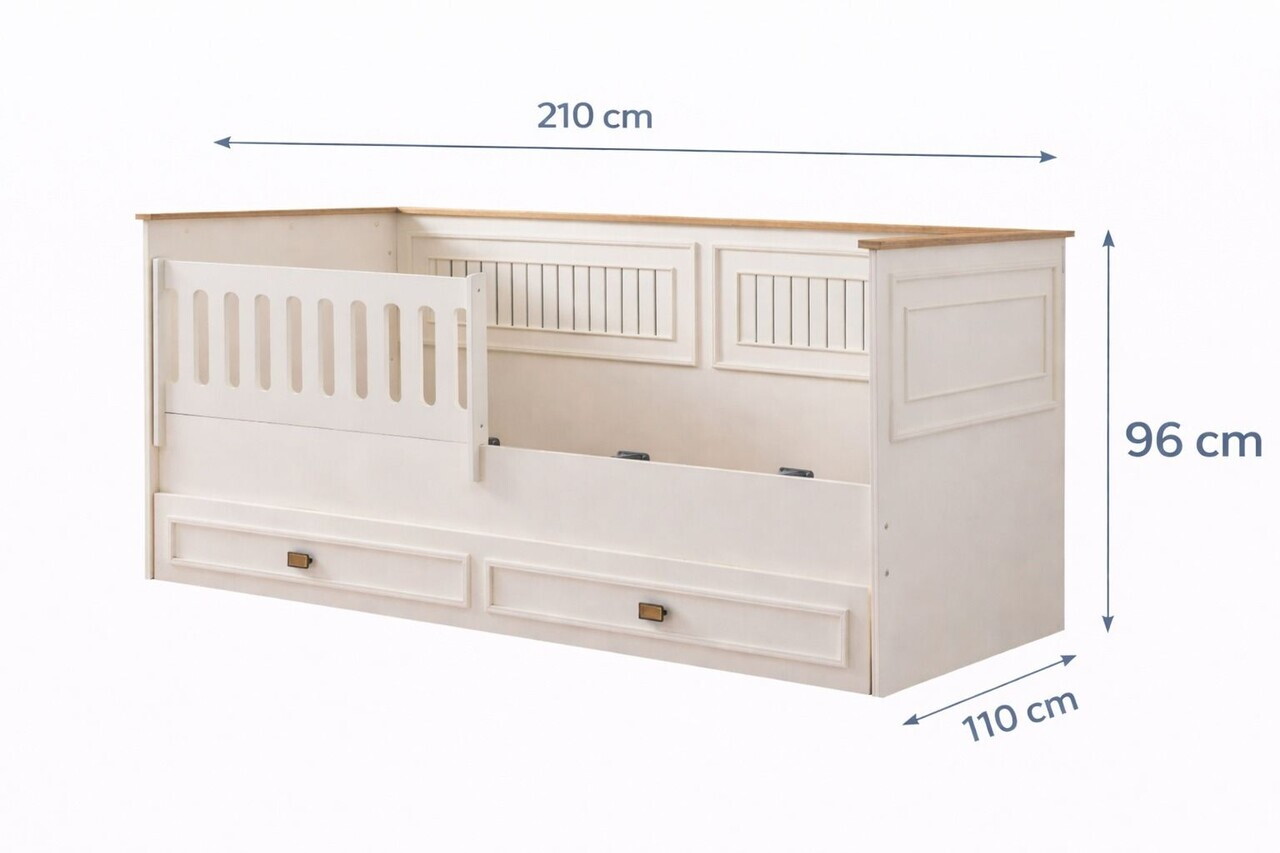 Pat de zi, Hanah Home, Zenit, 210x96x110 cm, PAL ACOPERIT CU MELAMINĂ/MDF VOPSIT, Crem deschis - view 9