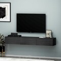 Comoda TV, Inarch, Terra, 180x26x31 cm, PAL, Negru