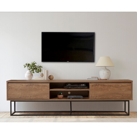 Comoda tv rodez, sapphire, 180x40x50 cm, maro/negru