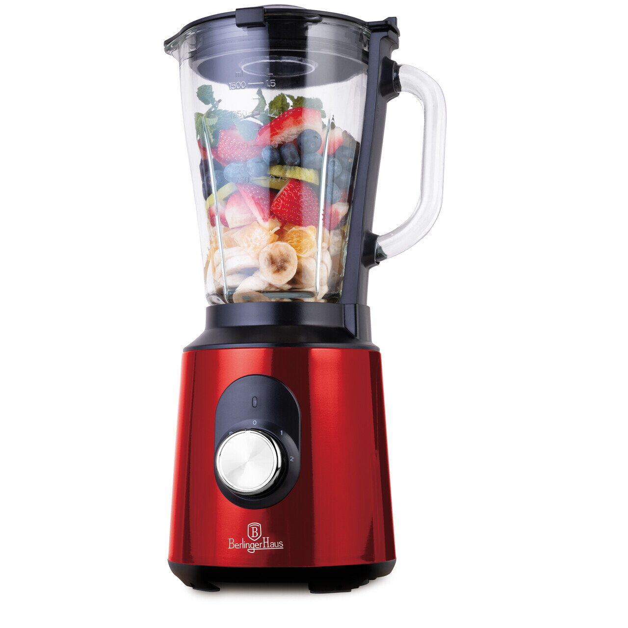 Blender de masa Berlinger Haus, Burgundy, 1000W, 1.5 L, inox/sticla/plastic, rosu/transparent - imagine 8