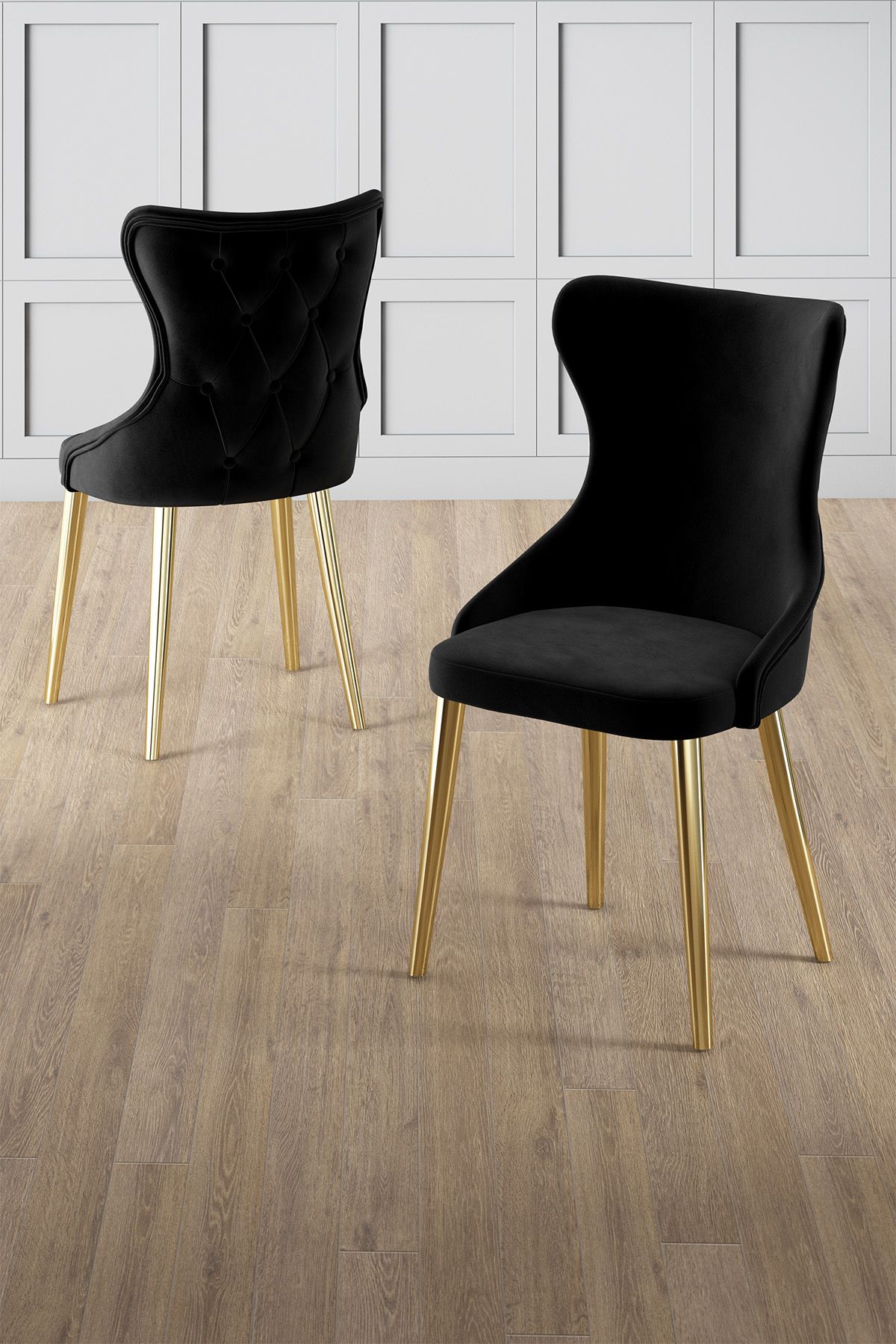 Set scaune (8 piese), Hanah Home, Alpa, Negru