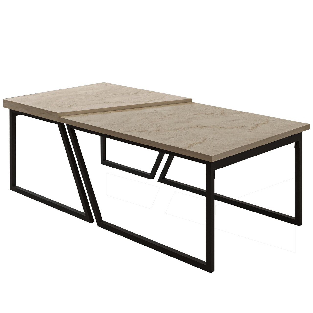 Set masute de cafea, Hanah Home, Verona P0024623, PAL, Travetină - imagine 4
