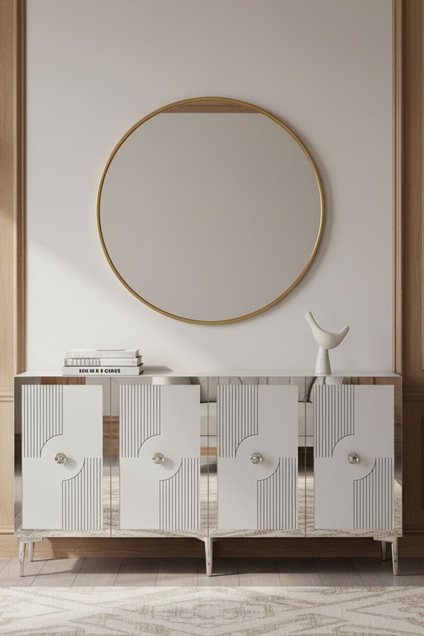 Consola, Hanah Home, Pega 150, 125x75x32 cm, Alb / Argintiu — imaginea 2