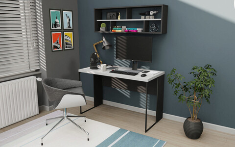 Birou, retricy, bronx, 120x59.6x114.2 cm, pal, alb / antracit
